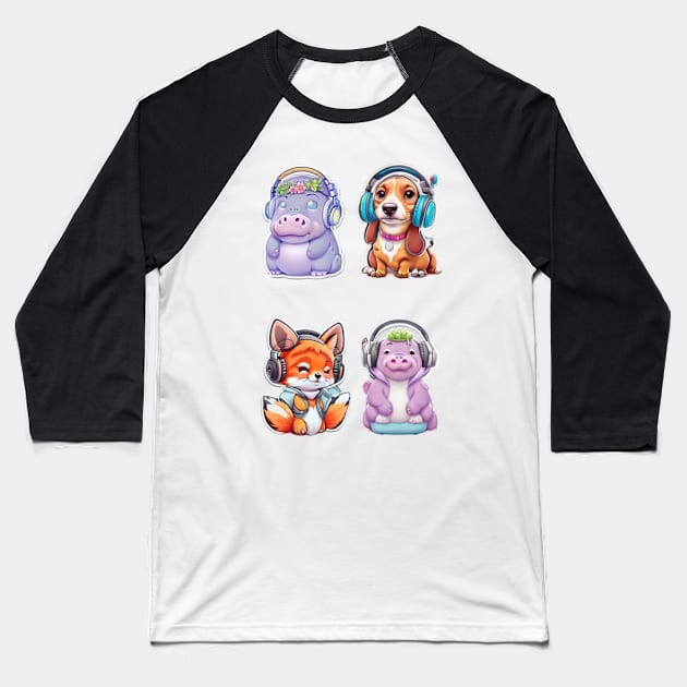 Cute sound man animal Sticker Pack- Cool Animal Baseball T-Shirt by joejiing